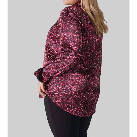 NEW CATHERINE GEE daria french cuff silk blouse - plus size in red sequin - Picture 6 of 6